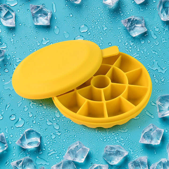 Bright yellow 16 grid ice tray 1pc designed for easy ice cube preparation and storage