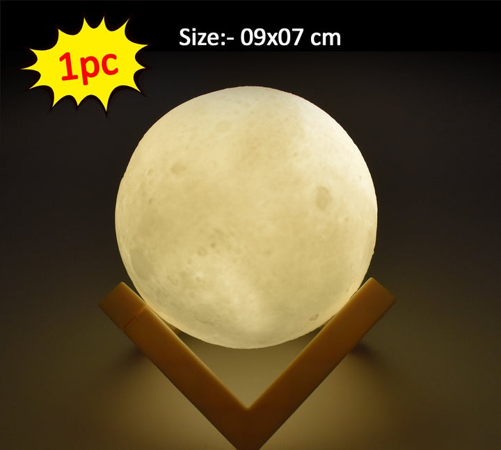 3D moon lamp touch control on a stand, perfect for creating a calming atmosphere in home decor.