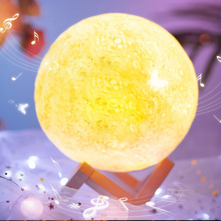 3D moon lamp touch control with warm yellow glow, perfect for cozy home decor