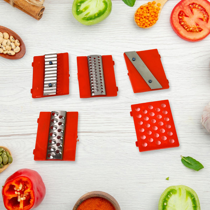 6-in-1 vegetable slicer with multiple blades for versatile food preparation in the kitchen