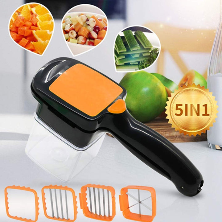 5-in-1 Nicer Dicer is used for cutting and shredding various types of food items for all kitchen purposes.