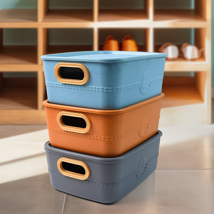 3-piece Multipurpose Storage Basket Bin Set With Handle (3 Pcs Set)