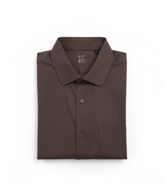 Folded brown shirt on a white background