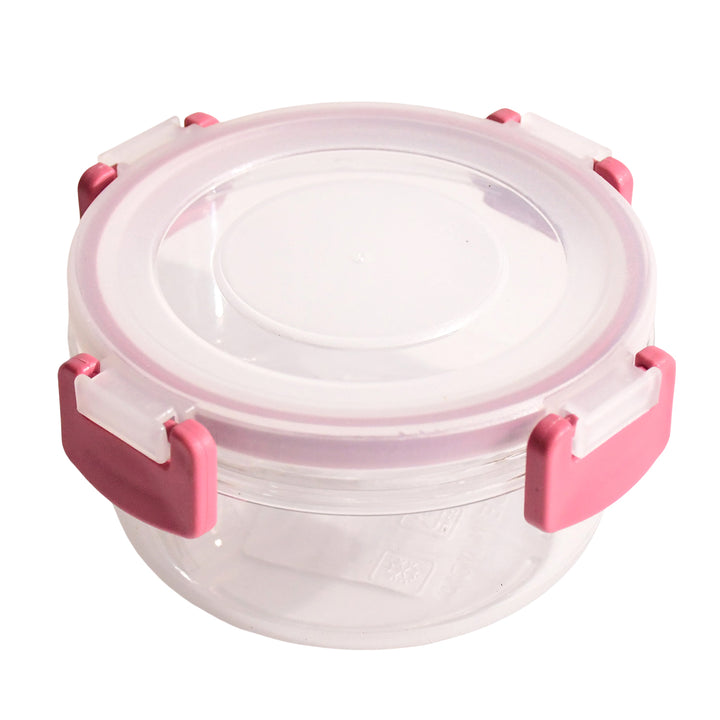 Superior eMart airtight food storage container round clear plastic with pink locking clips