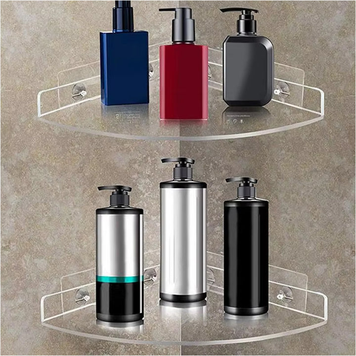 3 piece bathroom corner shelf displaying bottles for effective space organization and stylish decor