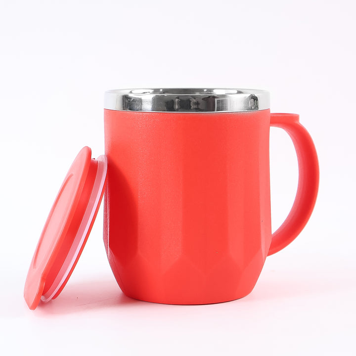 Superior eMart red 350ml travel coffee mug with handle and removable lid for home and kitchen