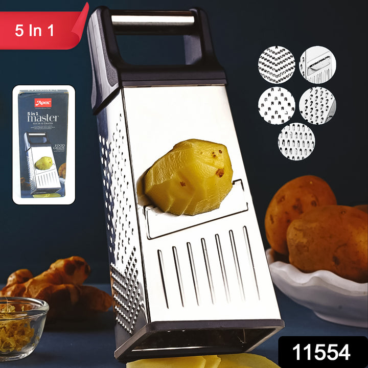 Superior eMart 5-in-1 Stainless Steel grater with multiple grating surfaces and a black handle
