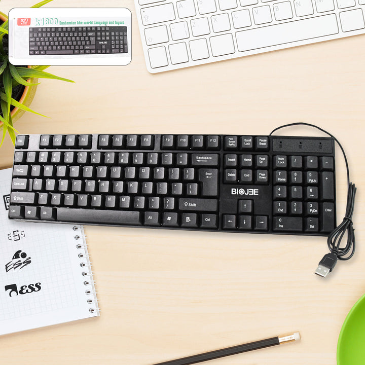 Biojee 104 key office keyboard in black with USB connection for efficient typing