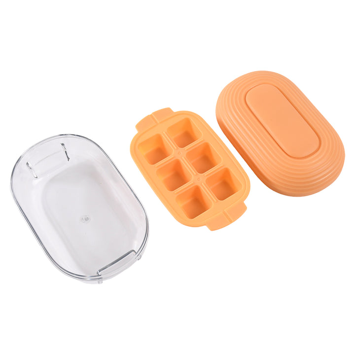 Superior eMart BPA-free ice cube trays with six compartments and a clear lid in orange