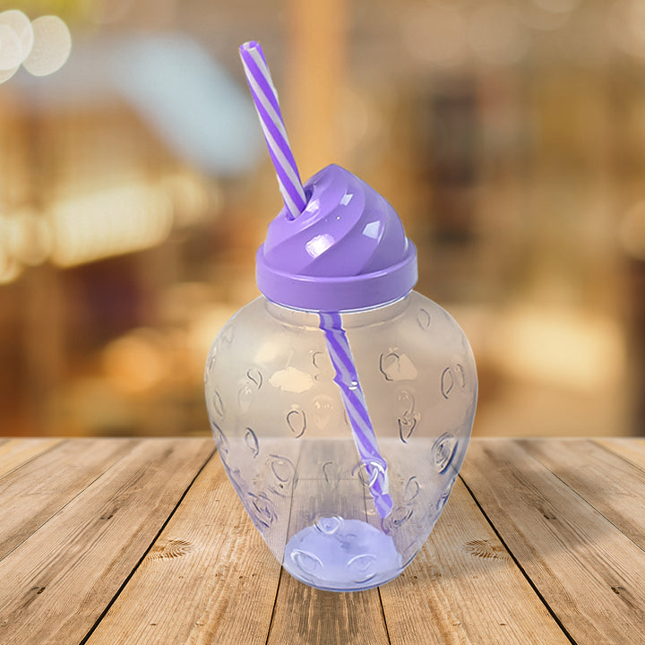 Superior eMart reusable beverage cups in a fun strawberry design with a purple straw