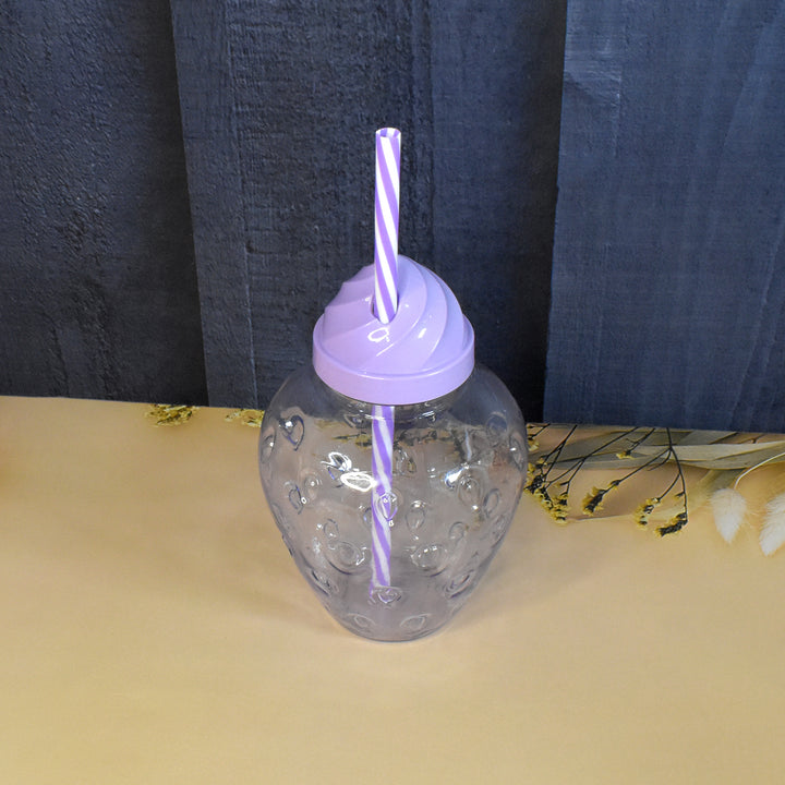 Superior eMart reusable beverage cups in clear design with a purple lid and straw for stylish hydration
