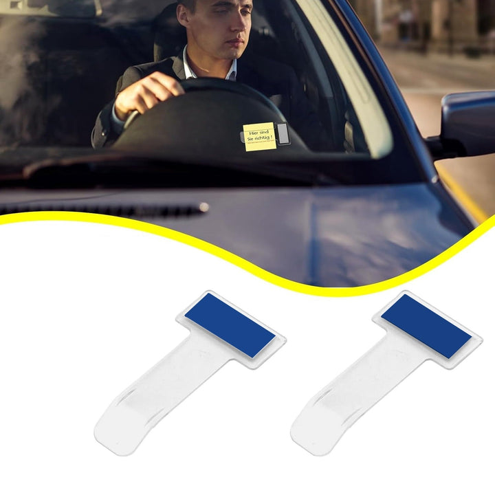 Car windscreen ticket holder set featuring two clear holders for easy display of parking tickets