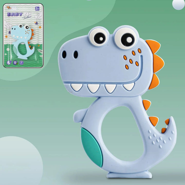 Colorful dinosaur teether for infants designed for easy gripping and soothing gum relief