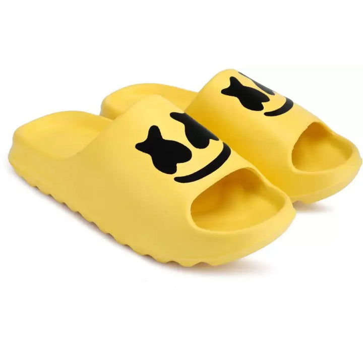 Comfortable Men's Slider yellow with smiley face design for casual and relaxed wear