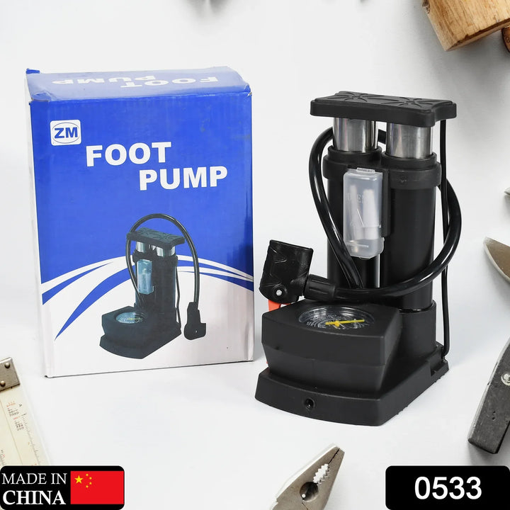 Compact foot pump for bikes with a ergonomic design for easy inflation and portability