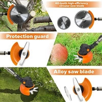 Cordless Grass Trimmer with Dual Blades featuring protection guard and efficient cutting blades