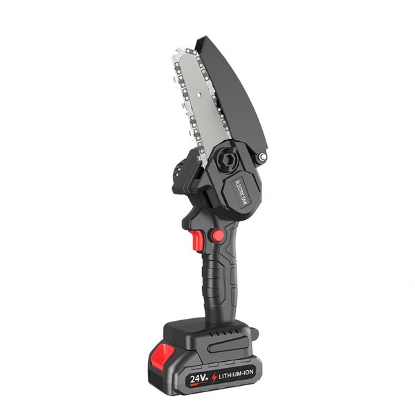 Cordless Mini Electric Chainsaw with ergonomic grip and 24V lithium-ion battery for easy cutting