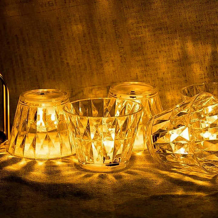 Elegant cup shape crystal lamp set casting warm, stunning light for stylish home decor