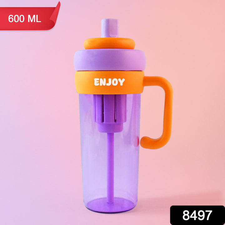 600ml BPA-free hydration bottle with purple body and orange handle from Superior eMart