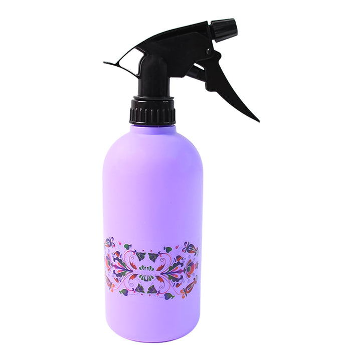 Floral spray bottle 500ml in lavender color with decorative floral design for gardening use