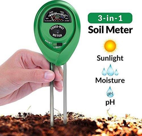 3-in-1 soil tester measuring moisture, light, and pH for optimal garden health