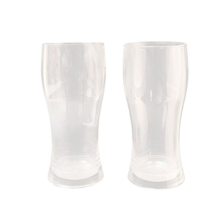 Set of two transparent 350ml durable drinking glasses with curved design for home and kitchen use
