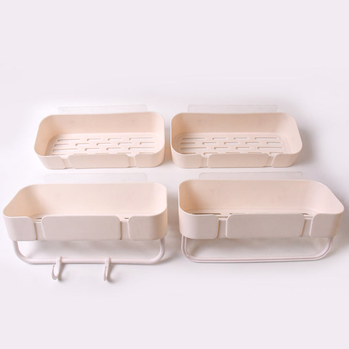 Superior eMart 4 piece bathroom rack set in beige with shelves and hooks for bathroom organization
