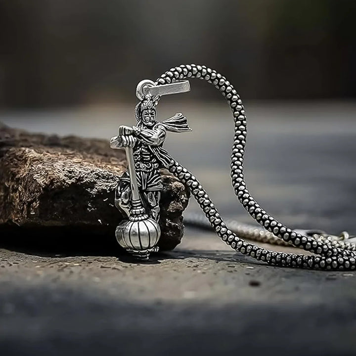 Elegant bracelet featuring a Hanuman ji pendant with gada on a sleek chain design
