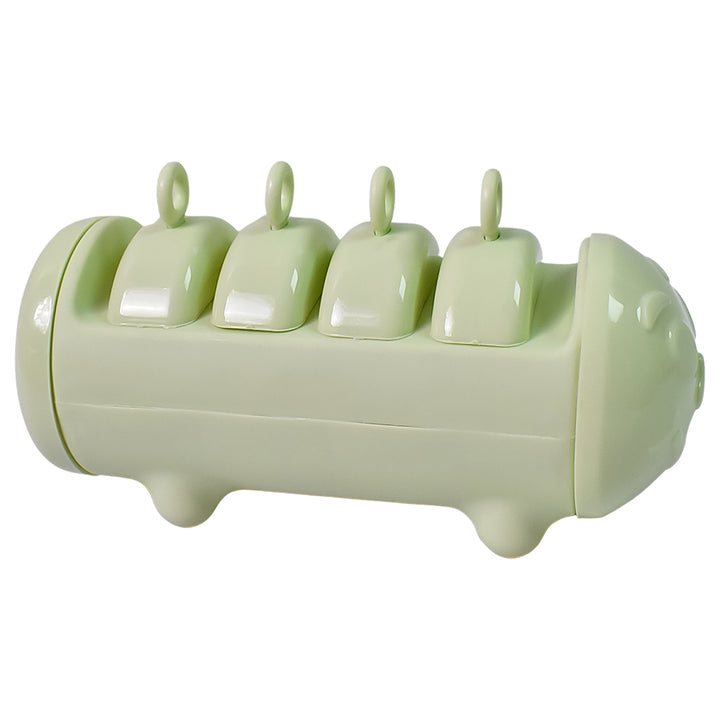 4 compartment kulfi mold in green color for making tasty frozen desserts at home