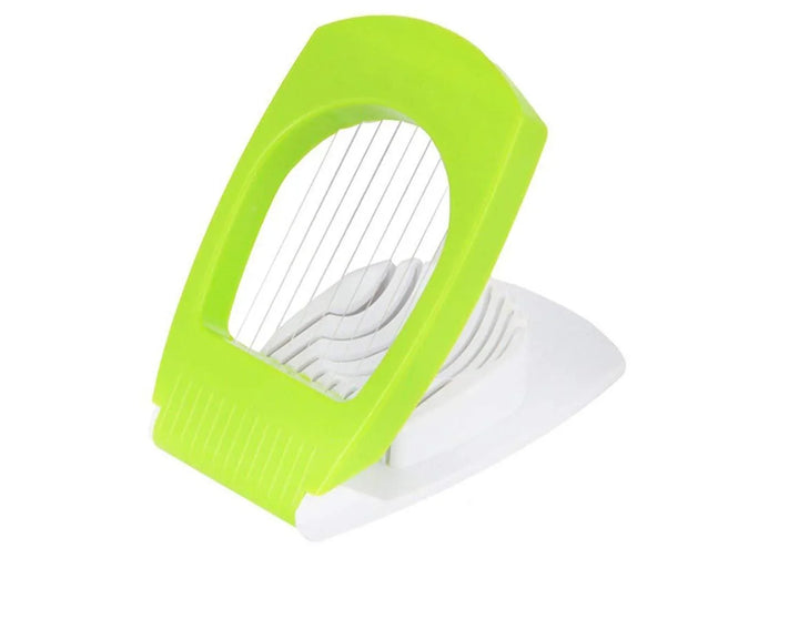 Superior eMart kitchen egg slicer with a green frame and white cutting base for perfect egg slices