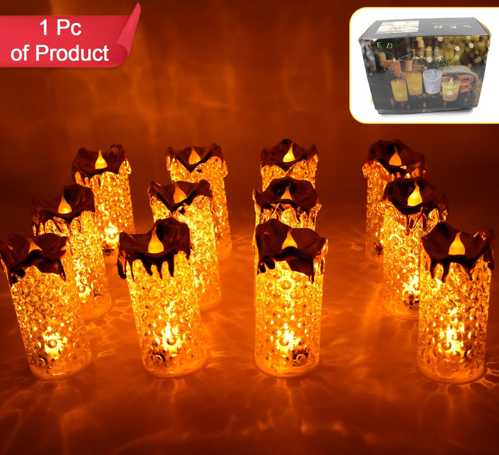 Elegant LED flameless candles set in various heights creating a warm, flickering glow for home decor