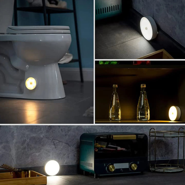 LED motion sensor light designed for convenience in bathrooms and dark spaces with automatic activation