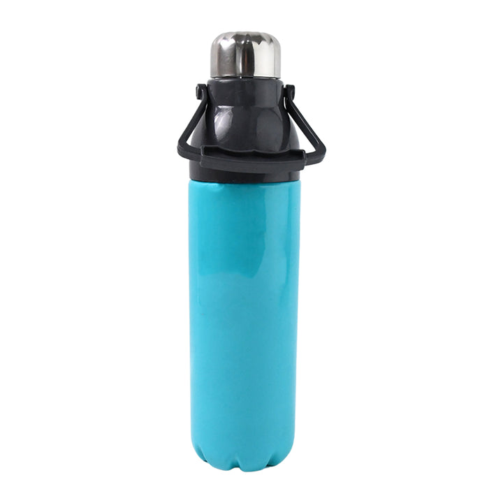 Mix color gym bottle in blue with black lid and silver cap for home and kitchen use