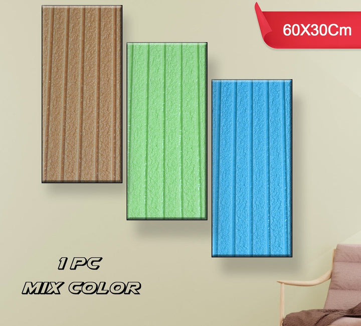 Mix color room wallpaper 60x30 cm featuring three textured panels in brown, green, and blue