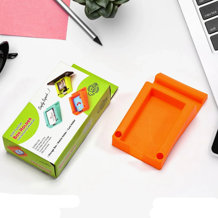 Bright orange multi-function card holder with compact design, perfect for organizing cards and essentials