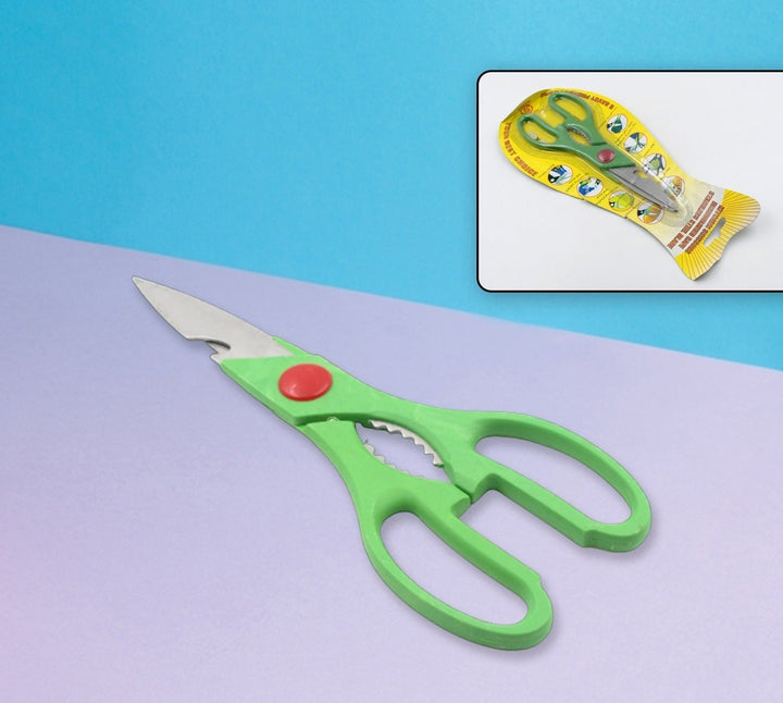 Superior eMart multi-function kitchen scissors in green with easy grip handle for versatile kitchen tasks