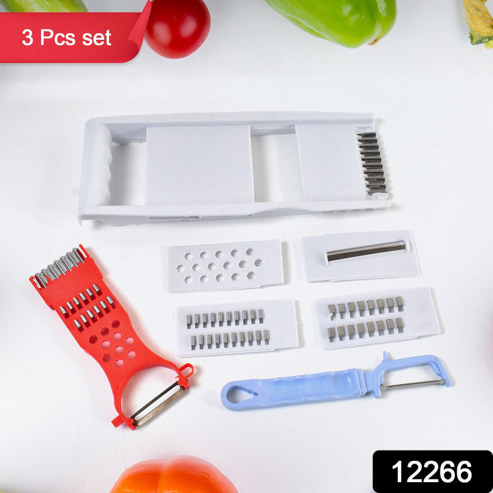Superior eMart 3 piece multi-functional slicer and peeler set with interchangeable blades and handles