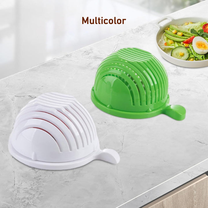 Multicolor quick salad maker with green and white design for easy vegetable preparation in the kitchen