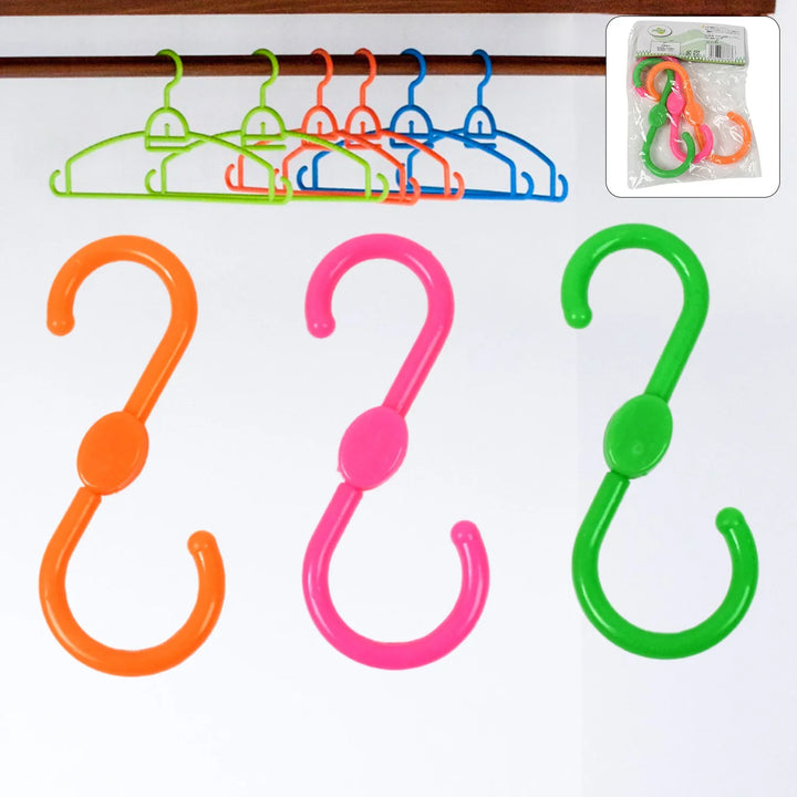 S shape hanger set 3 pcs in vibrant colors for versatile home organization