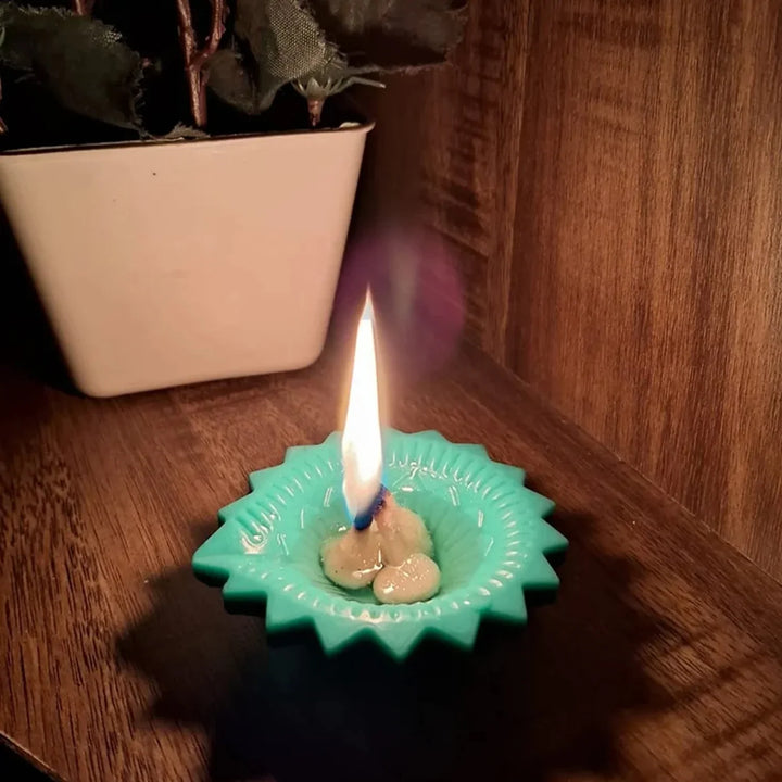 Green Silicone Diya Set with a Soft Glow for Elegant Home Decor Ambiance