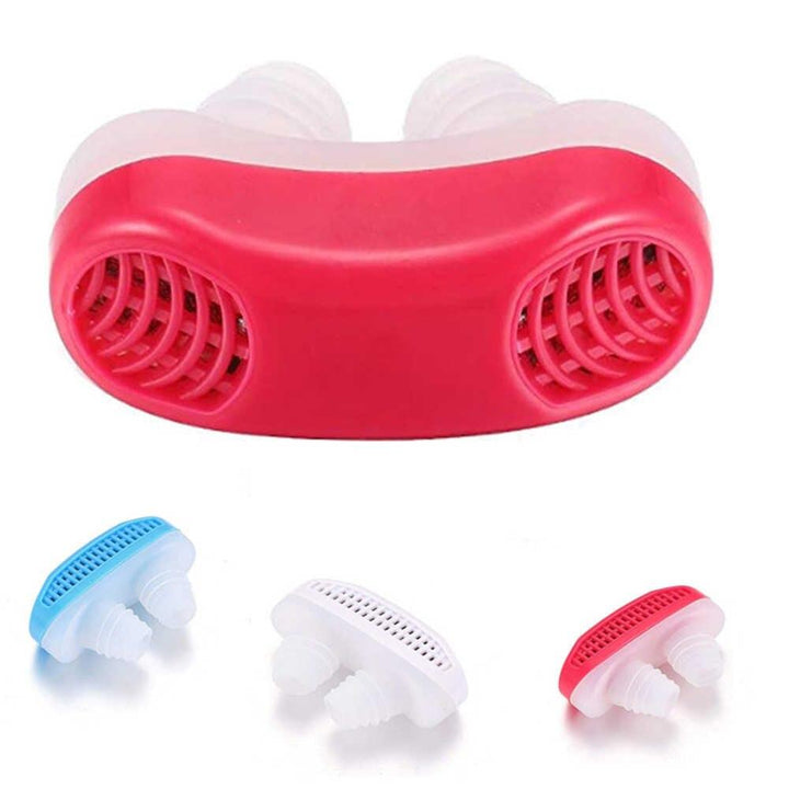 2 in 1 snoring solution device in red and blue for better sleep quality and reduced snoring