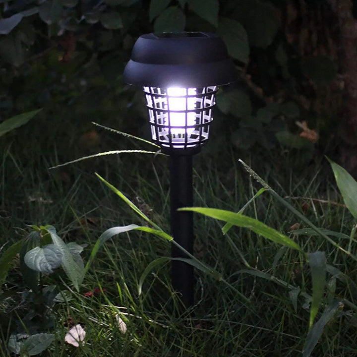 Solar powered mosquito trap designed for outdoor use with a sleek lantern design and effective insect trapping