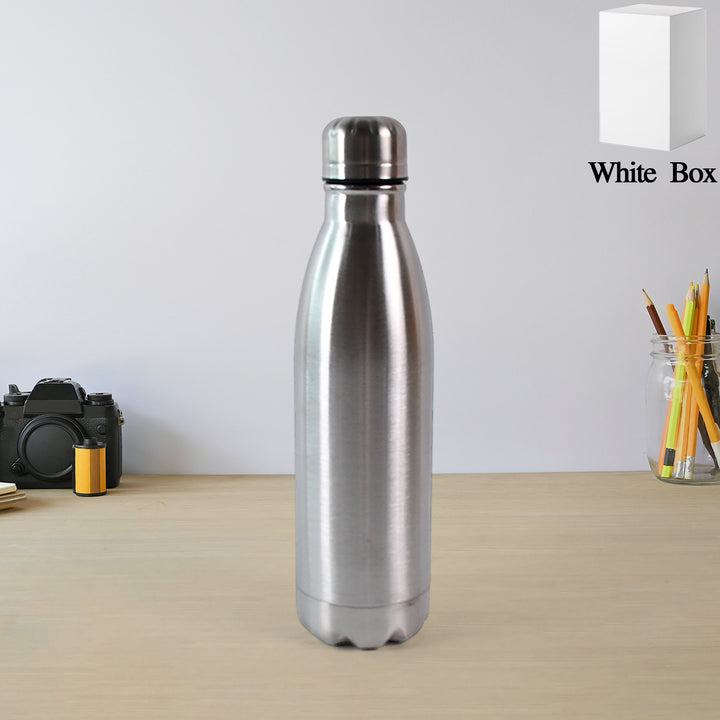 Superior eMart 500 ml metal water bottle with stainless steel finish on wooden table