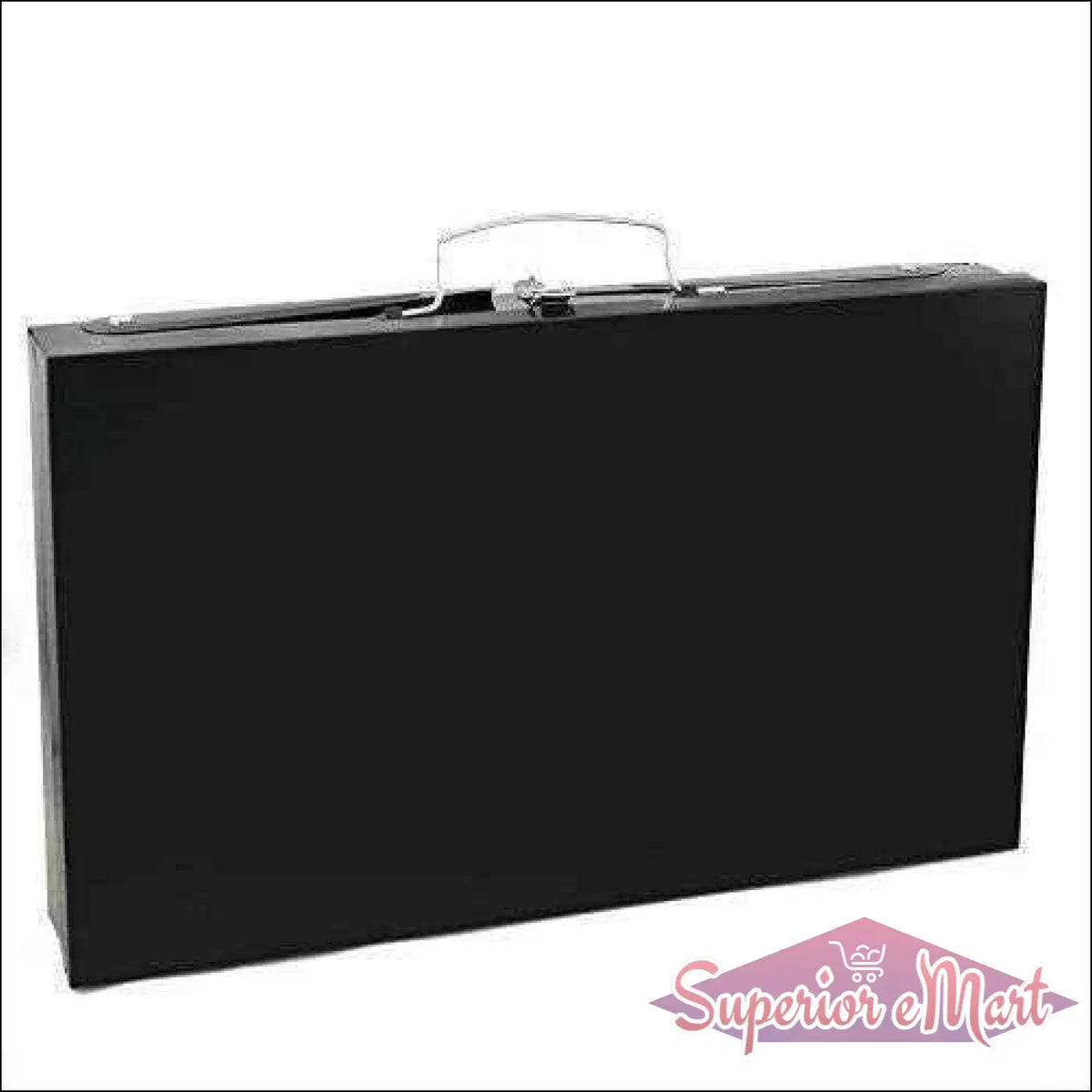 Portable black carrying case for stainless steel barbecue grill for easy transport and storage