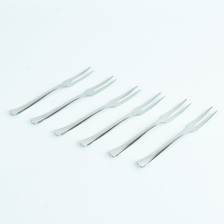 Superior eMart stainless steel fruit fork set with six sleek, polished forks for serving fruit