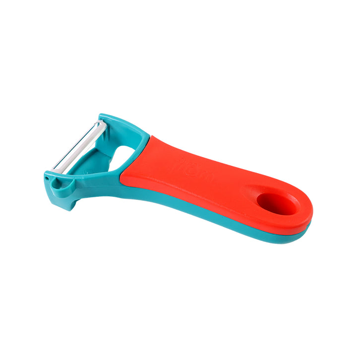 Superior eMart 4 in 1 fruit and veggie peeler with ergonomic red and blue handle for easy peeling