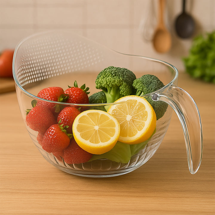 Multipurpose Transparent Plastic Bowl With Handle (1 Pc)