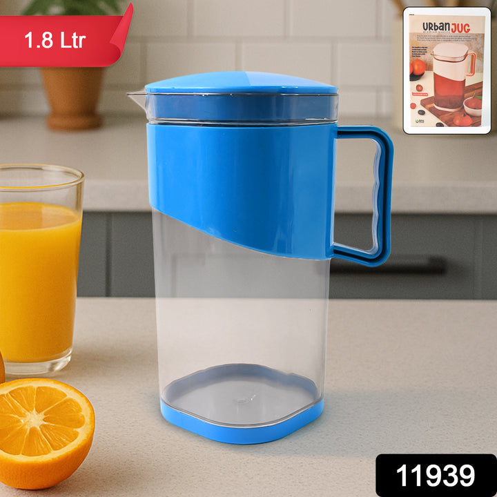 Superior eMart BPA-free 1.8 liter water jug with blue lid and handle on kitchen counter