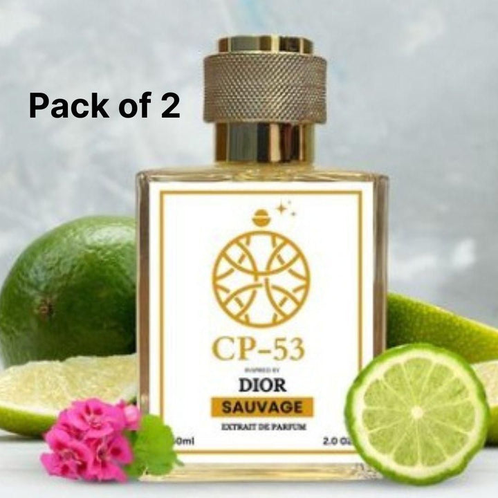 Pack of 2 CP - 53 Saauvage inspired by Dior Sauvage perfume bottles with lime and pink flower