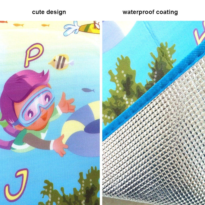 Colorful waterproof baby play mat featuring a cute design and waterproof coating for easy cleaning